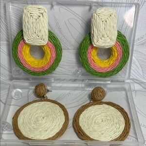 Colorful Woven Circle Earrings Set